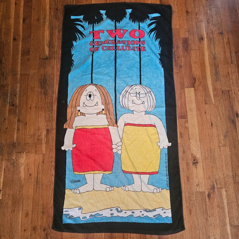 Vintage 90s 1992 Cathy Guisewite Studio comic cartoon beach bath towel cotton